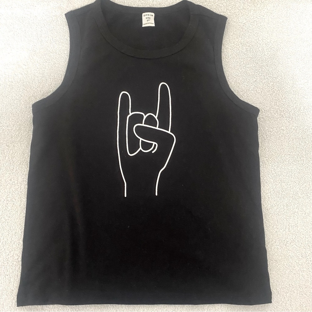 Boys Shein Black/White Tank Top Size 6Y NWOT